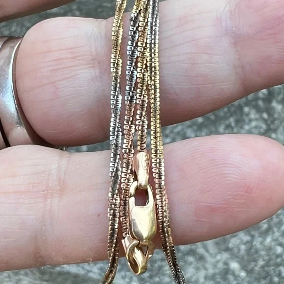VINTAGE RUSSIAN 14K TRICOLOR GOLD TWISTED SNAKE CHAIN UNIQUE RARE FIND STAMPED